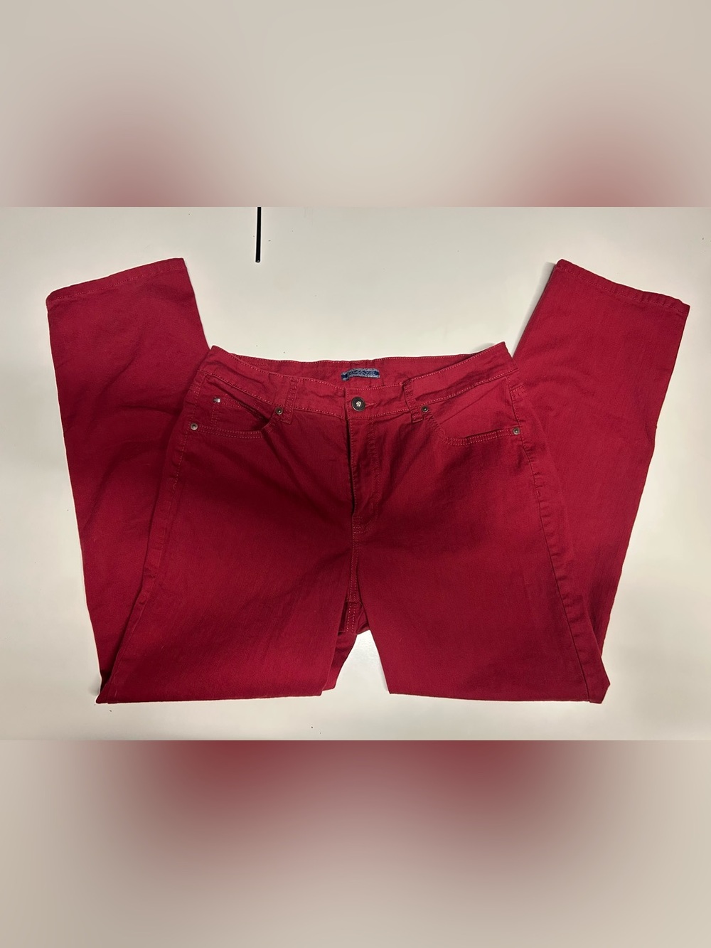 Bandolino Mandie Classic Straight Leg Jeans Red Fuchsia Women's Size 14 Regular